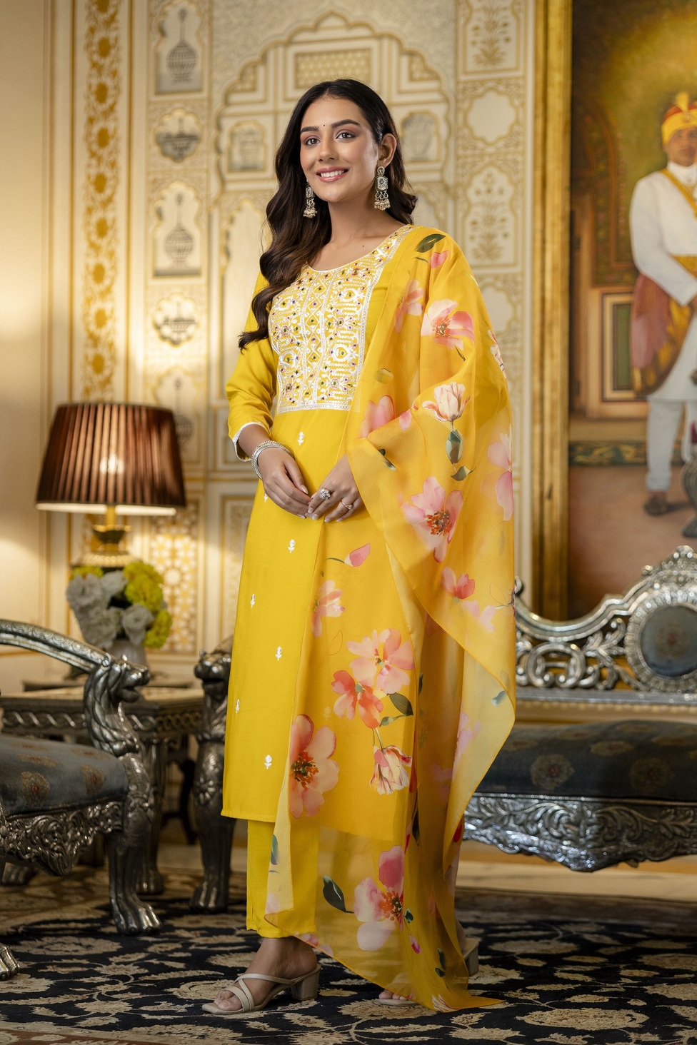 Mv 653 Viscose Festive Wear Embroidered Kurti Pant And Dupatta Collection