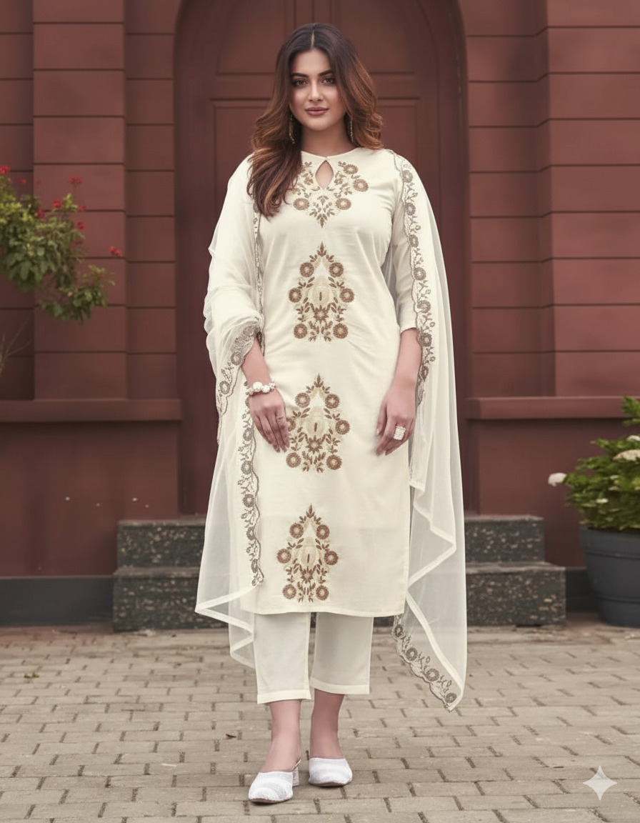 Laximali 01 Embroidered Kurti Bottom And Dupatta Collection