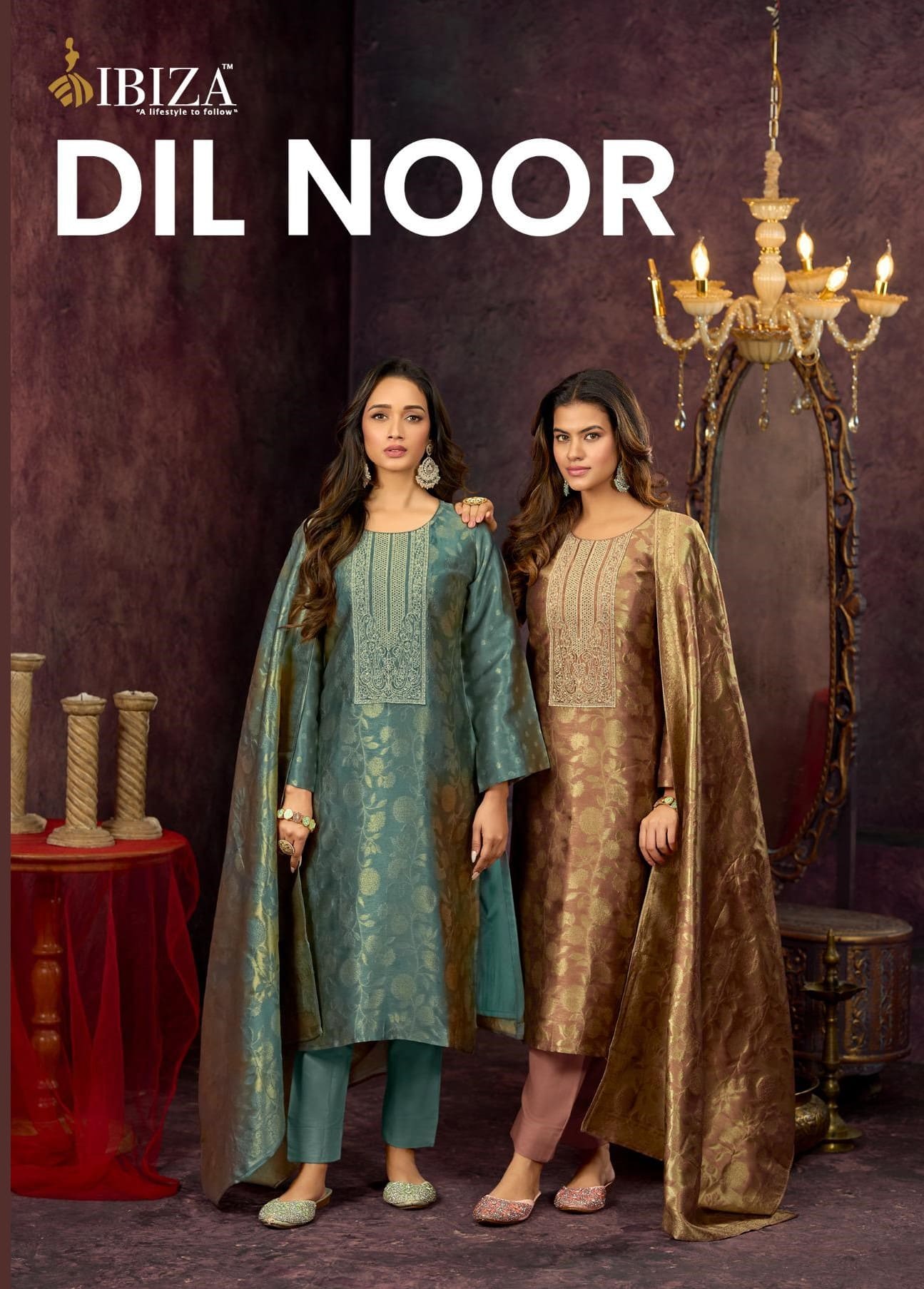 Ibiza Dil Noor Exclusive Jacquard Silk Salwar Kameez Collection