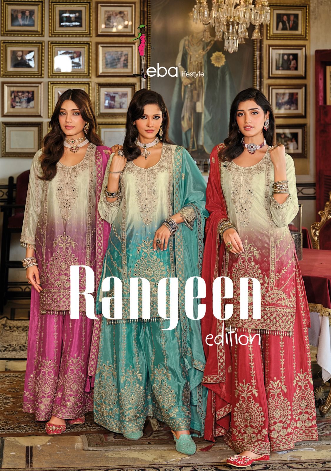 Eba Rangeen Edition Chinon Embroidery Work Salwar Suits Collection