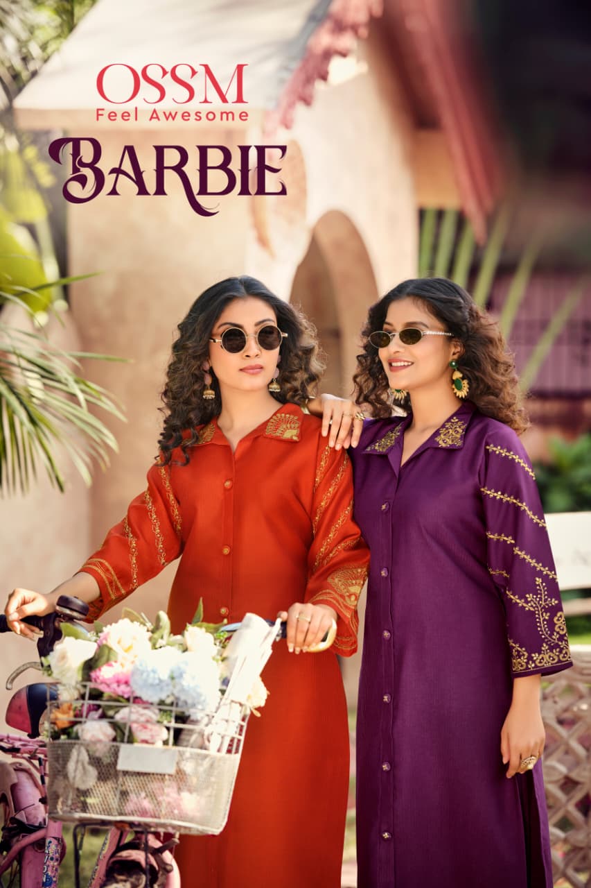 Ossm Barbie Viscose Berlin Silk Designer Co Ord Set Collection
