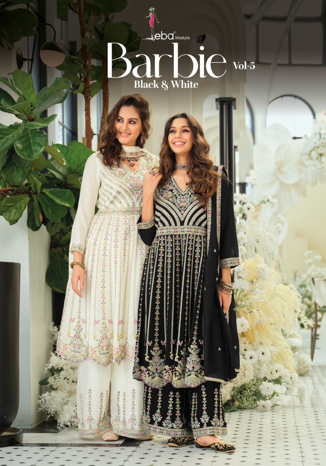 Eba Barbie Vol 5 Chinon Embroidery Salwar Plazzo And Dupatta