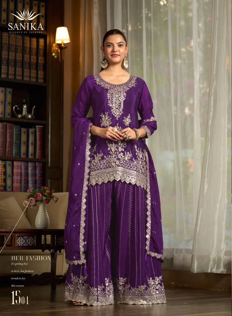 Sanika Yaari Chinon Silk Readymade Designer Salwar Suits