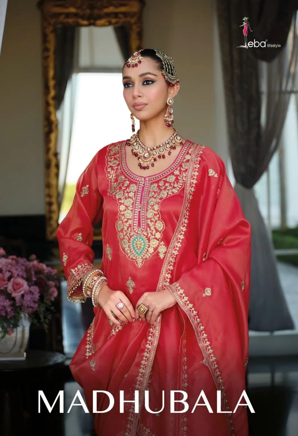 Eba Madhubala 2322 Embroidery Work Salwar Palazzo With Dupatta