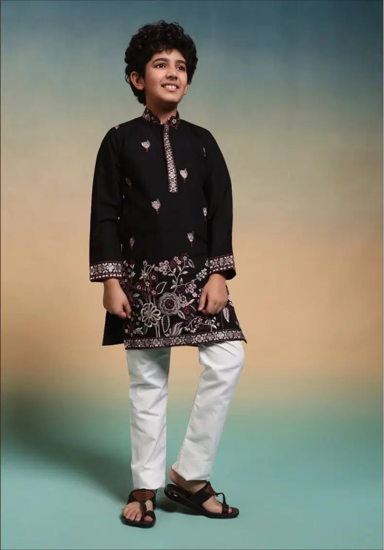 Clleora Ethnic Crown Silk Kids Kurta Sets Online at best prices in India