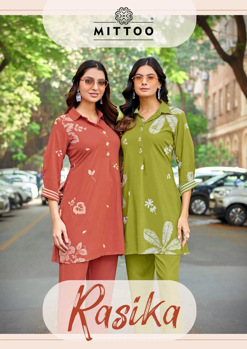 Mittoo Rasika Rayon Handwork Daily Wear Fancy Co Ord Set
