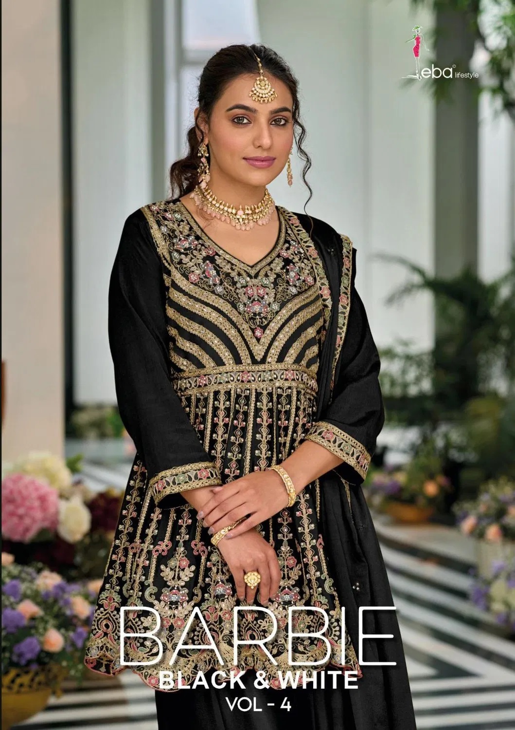 Eba Barbie Vol 4 Black And White Designer Salwar Plazzo And Dupatta