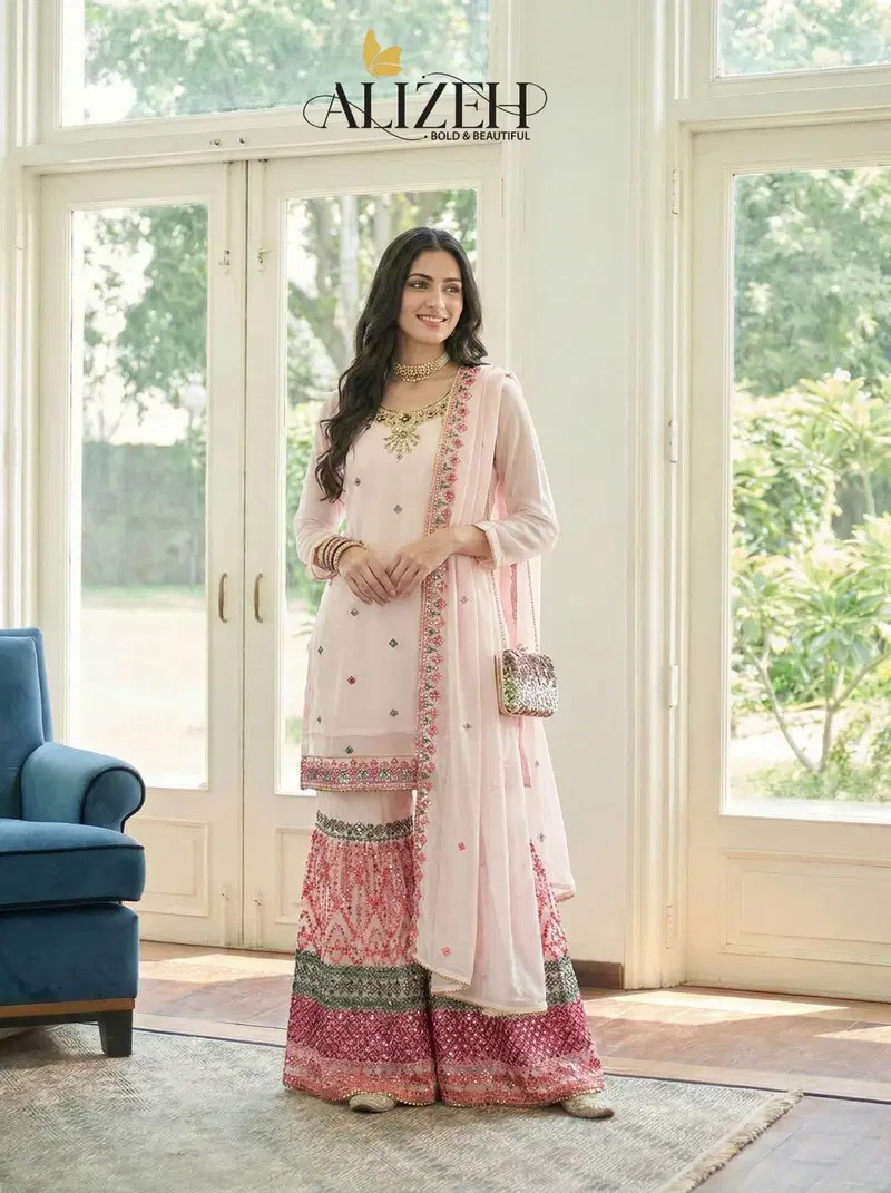 Alizeh 7077 And 7089 Georgette Designer Sharara Suit And Dupatta
