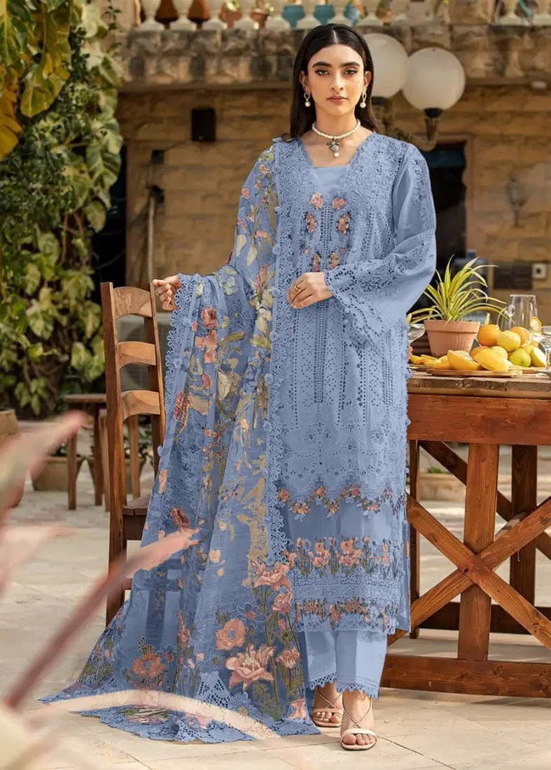Saniya 7163 H To K Embroidered Chikankari Work Salwar Suits
