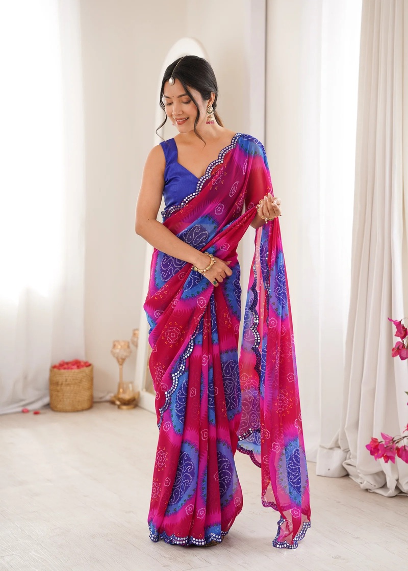 Keri Vol 1 Heavy Georgette Bandhani Printed Saree Collection