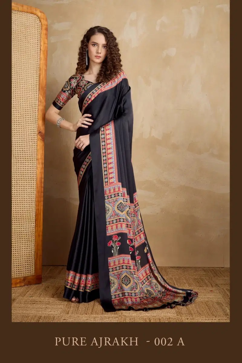 Pure Ajrakh 002 A To E Ajrakh Printed Saree Collection