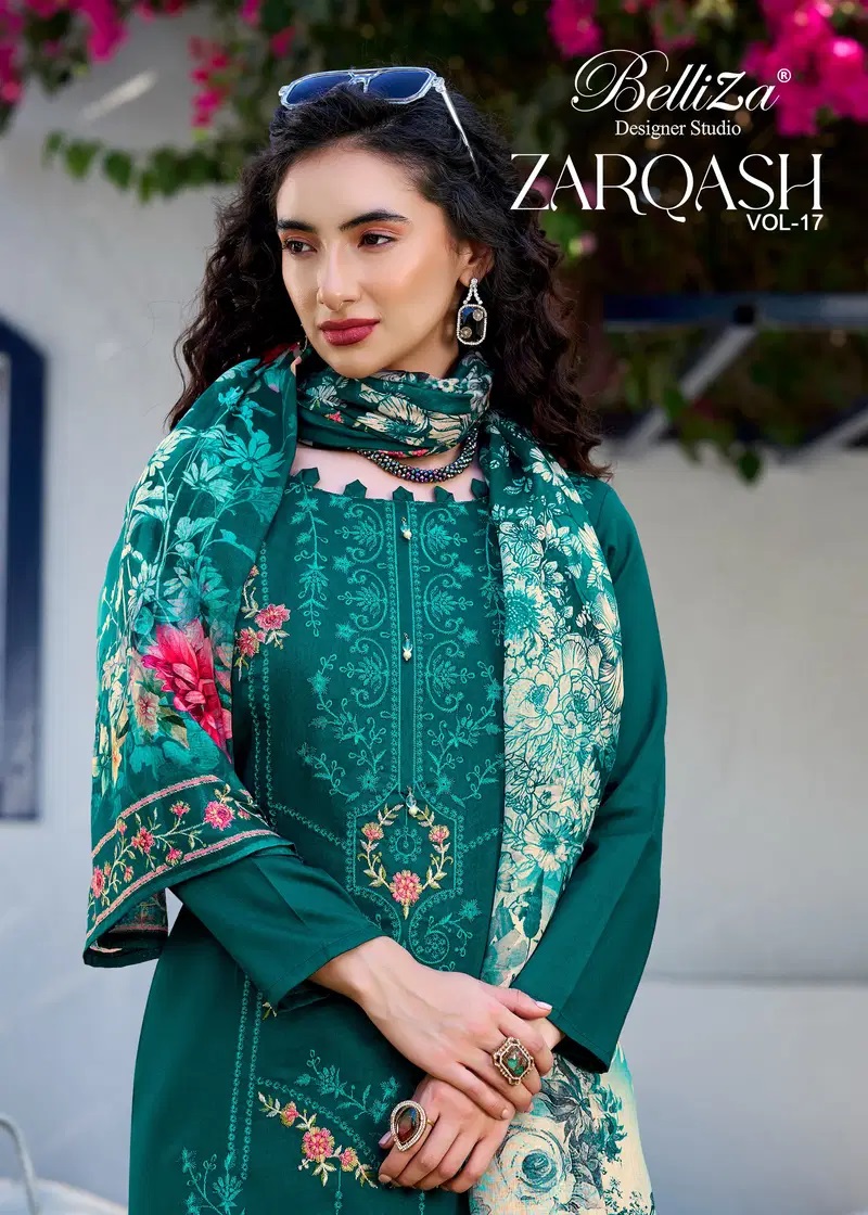 Belliza Zarqash Vol 17 Jam Cotton Designer Dress Material