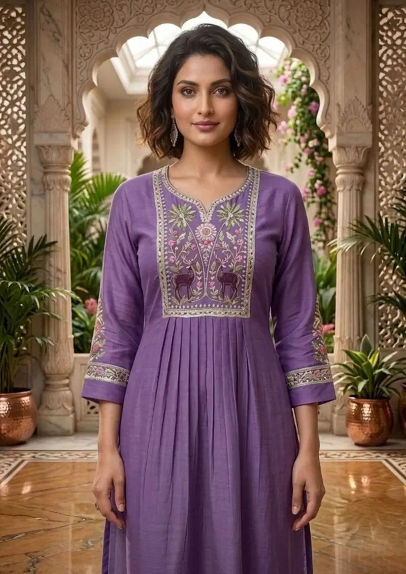 Vitara Himanshi Mal Chanderi Kurti With Bottom Dupatta