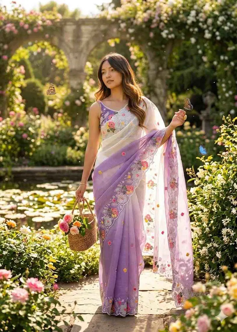 Ds 767 Crush Silk Embroidery Work Saree Collection