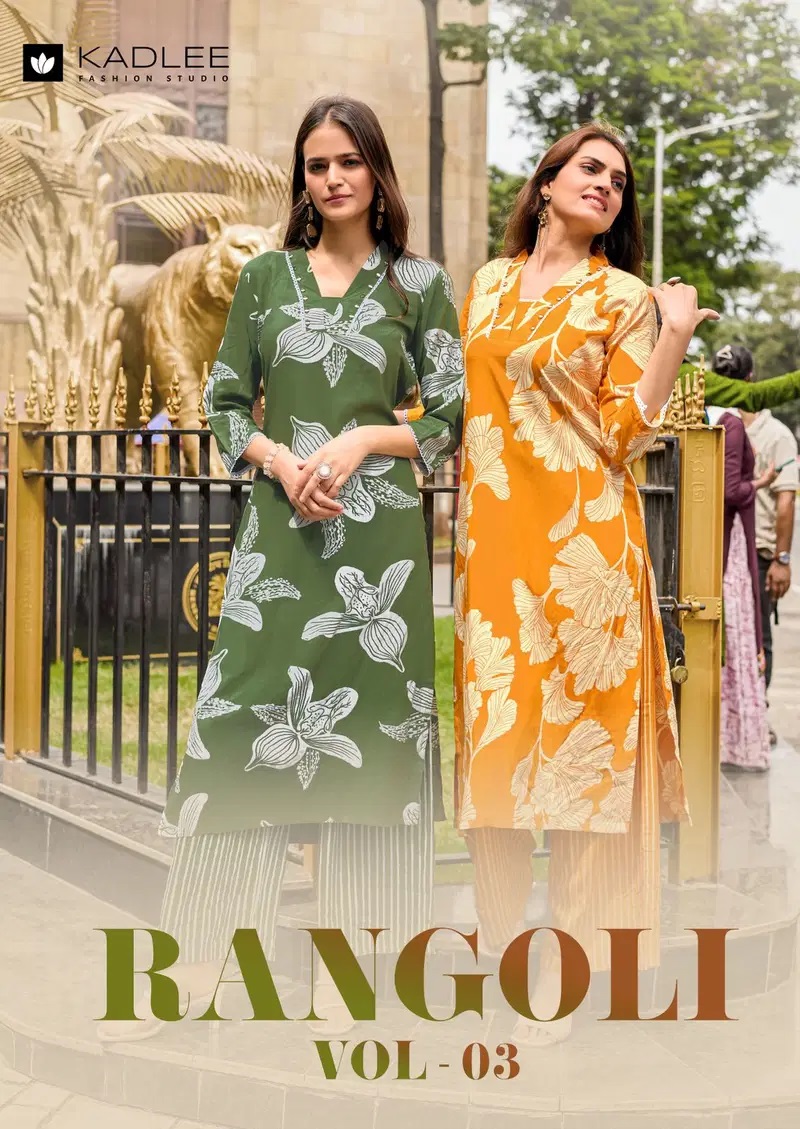 Kadlee Rangoli Vol 3 Printed Kurti With Bottom Collection