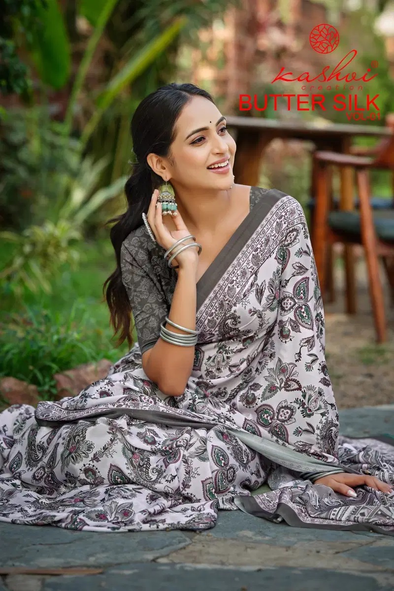 Kashvi Butter Silk Vol 1 chiffon Printed Saree Collection