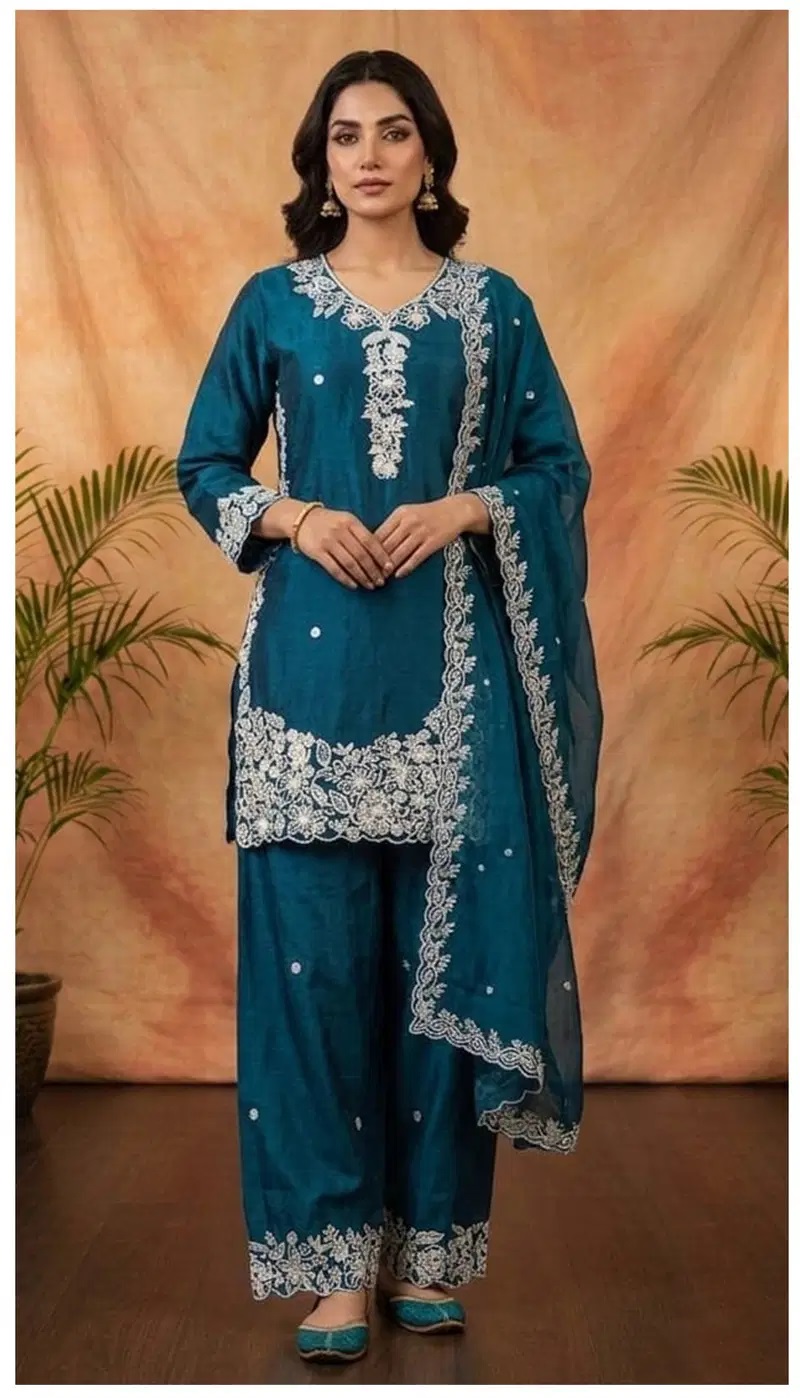 Khas 4527 A To D Roman Embroidered Readymade Suits Collection