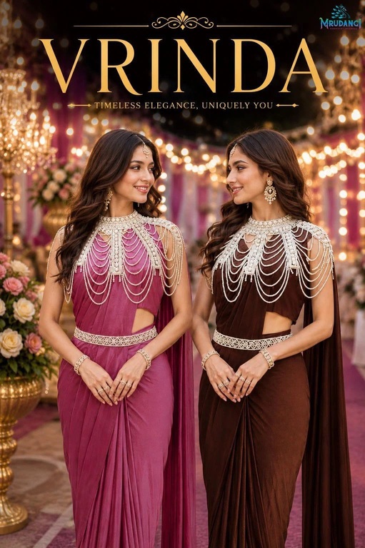 Mrudangi Vrinda Lycra Designer Ready To Wear Saree