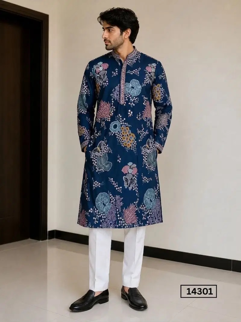 Outluk Vol 143 Linen Embroidered Kurta Pajama Mens Collection