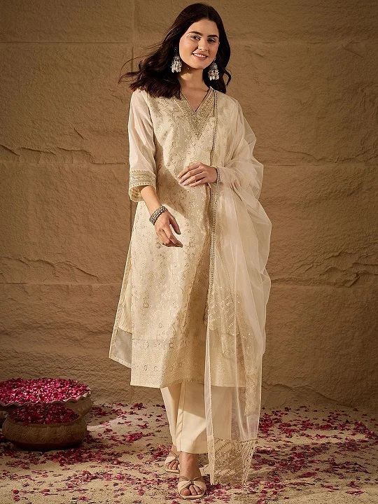 Navya Kurti 249 Chanderi Silk Kurti With Bottom Dupatta