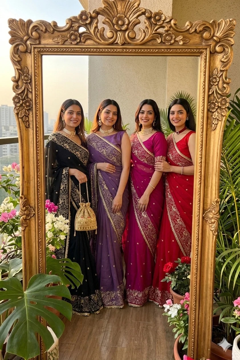 Bt 446 Star Embroidery Worked Saree Collection