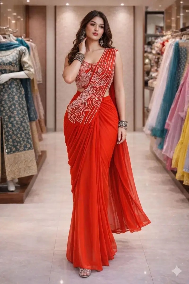 Bt 7158 Georgette Designer Ready To Wear Saree Collection