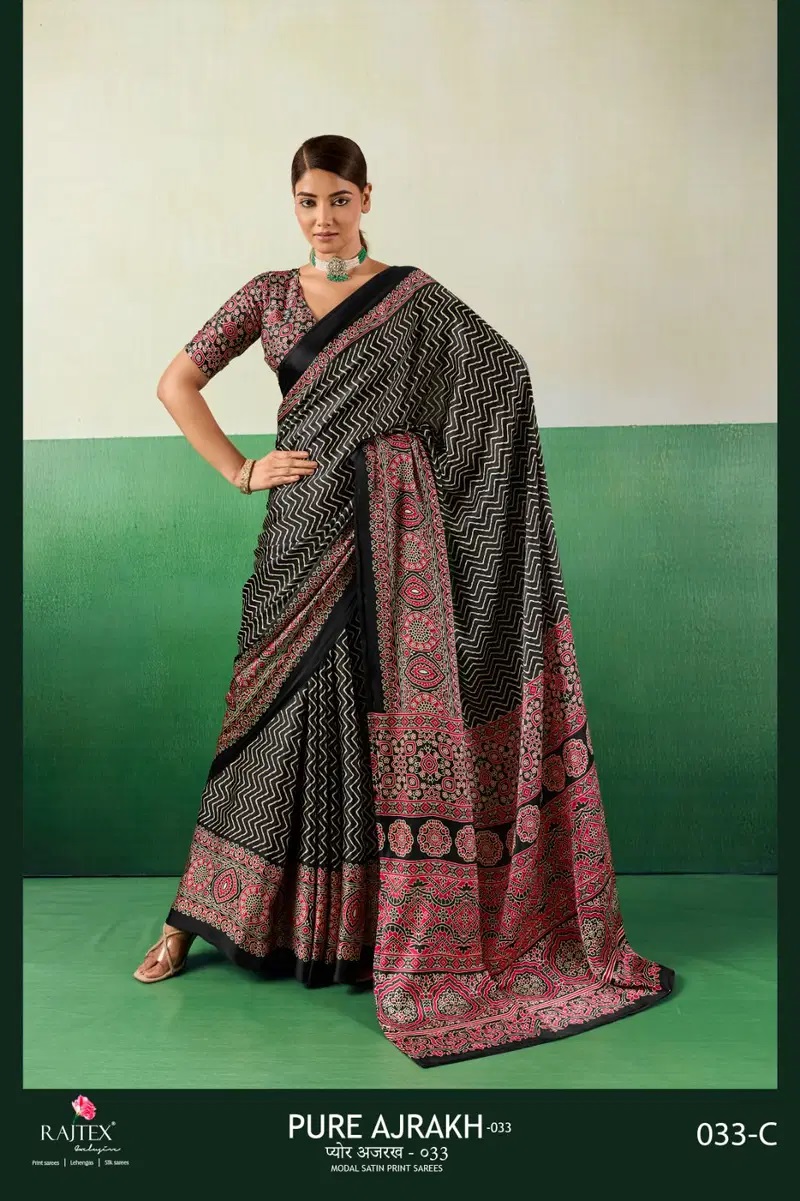Rajtex Pure Ajrakh 033 Modal Ajrakh Printed Saree Collection
