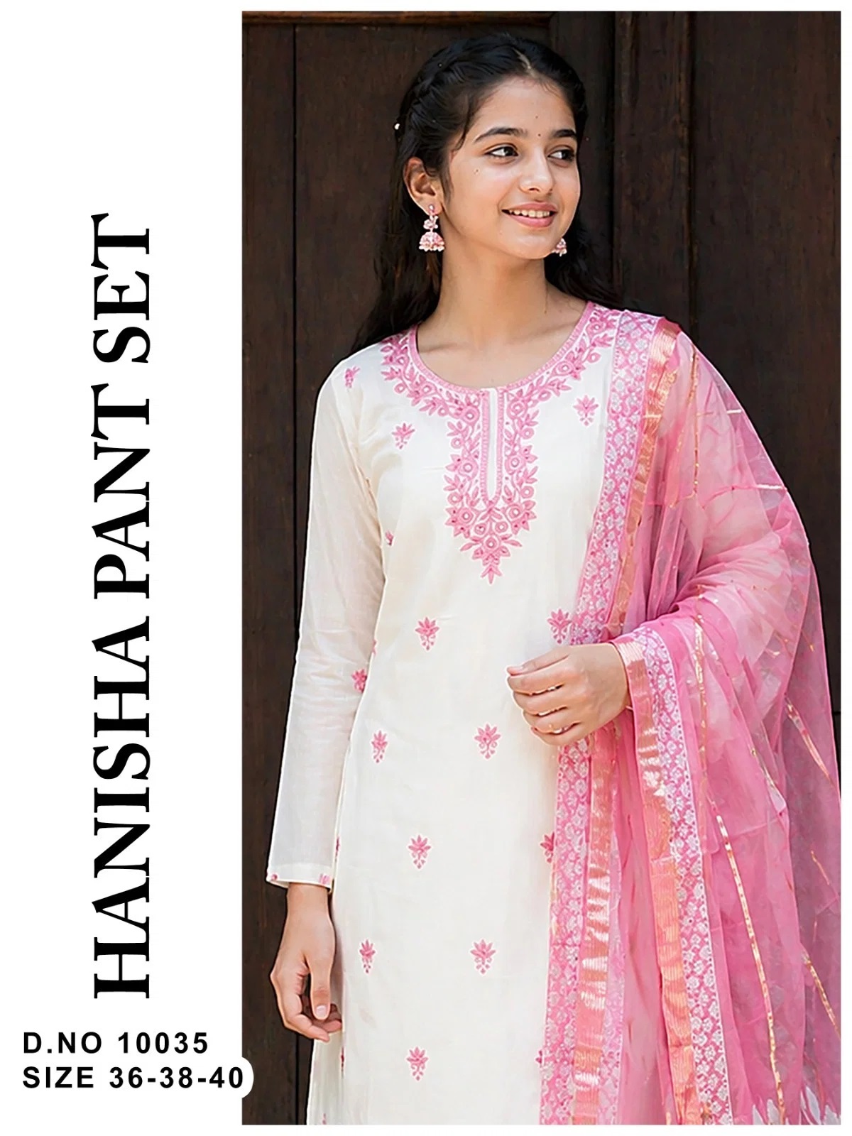 Hanisha 10035 Roman Silk Girls Kurti Set With Dupatta