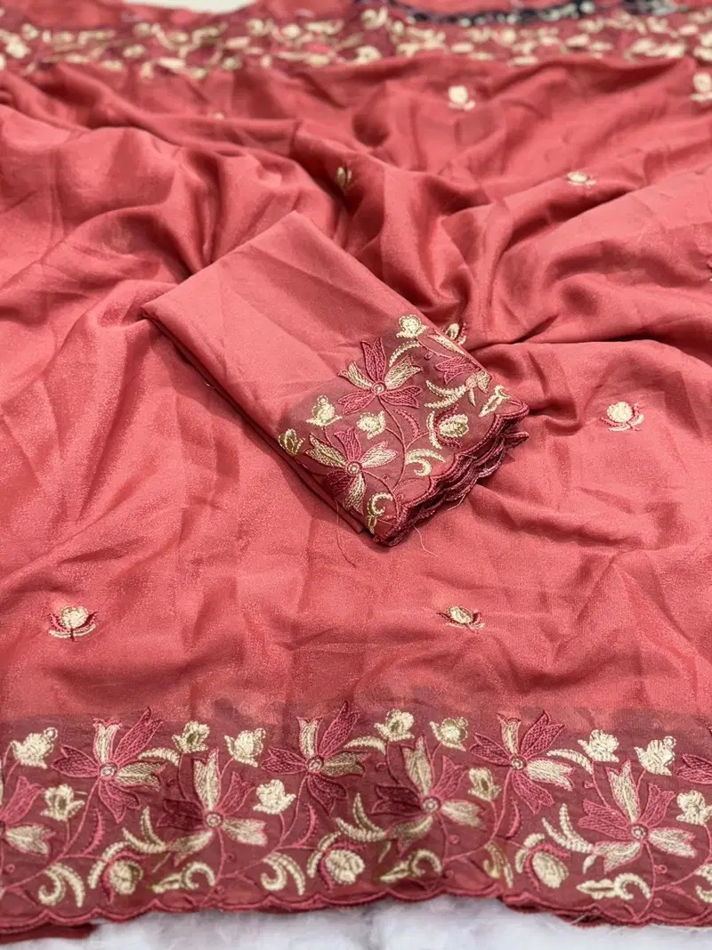 Star Floral Ah Star Georgette Embroidered Saree Online In India