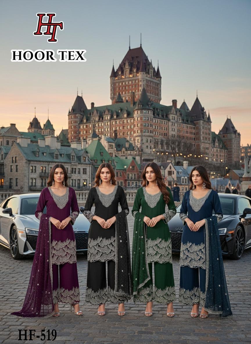 Hoor Tex 519 A To D Georgette Zarkan Work Readymade Salwar Suits