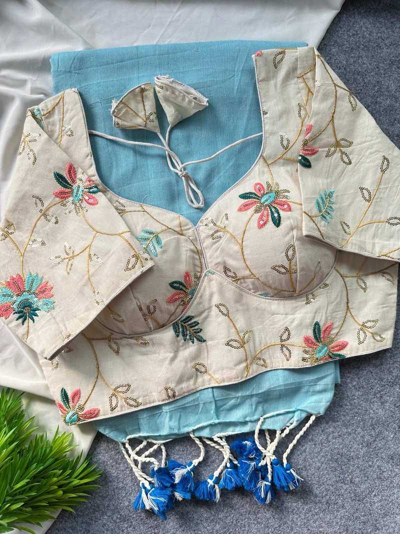 Khadi Vol 26 Khadi Cotton Saree With Stitched Blouse Below 1000 Price