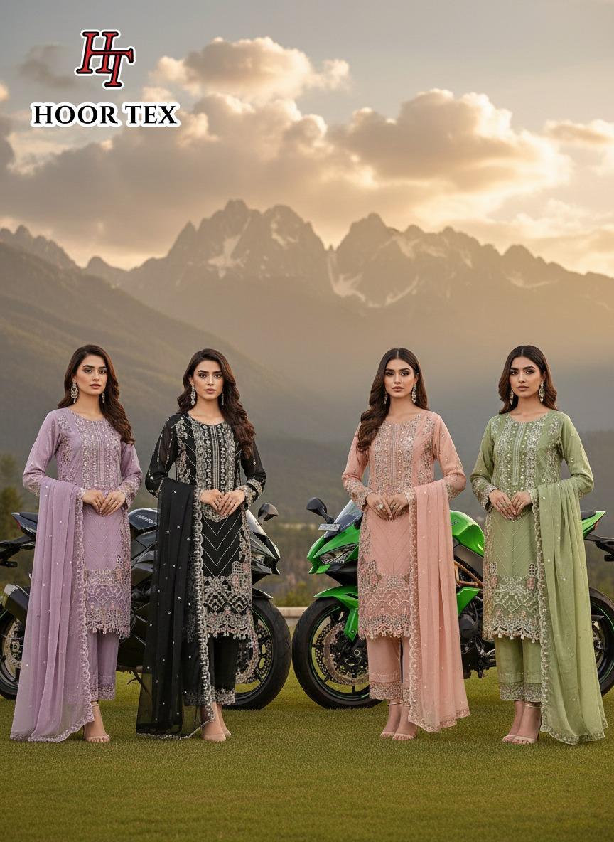 Hoor Tex 501 A To D Heavy Chiffon Readymade Pakistani Suit