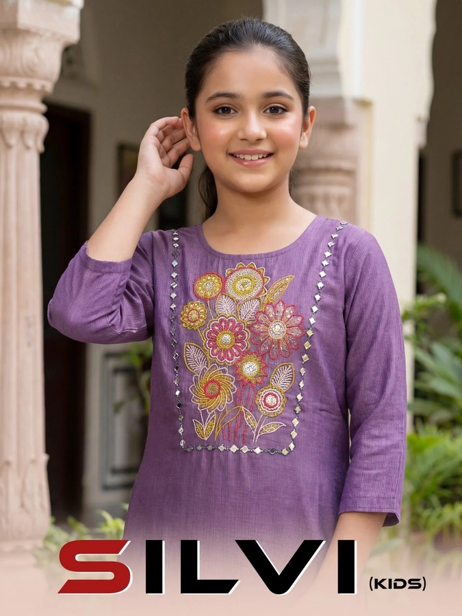 Silvi Kids Gadwal Girls Kids Wear Kurti Set Wholesale In India