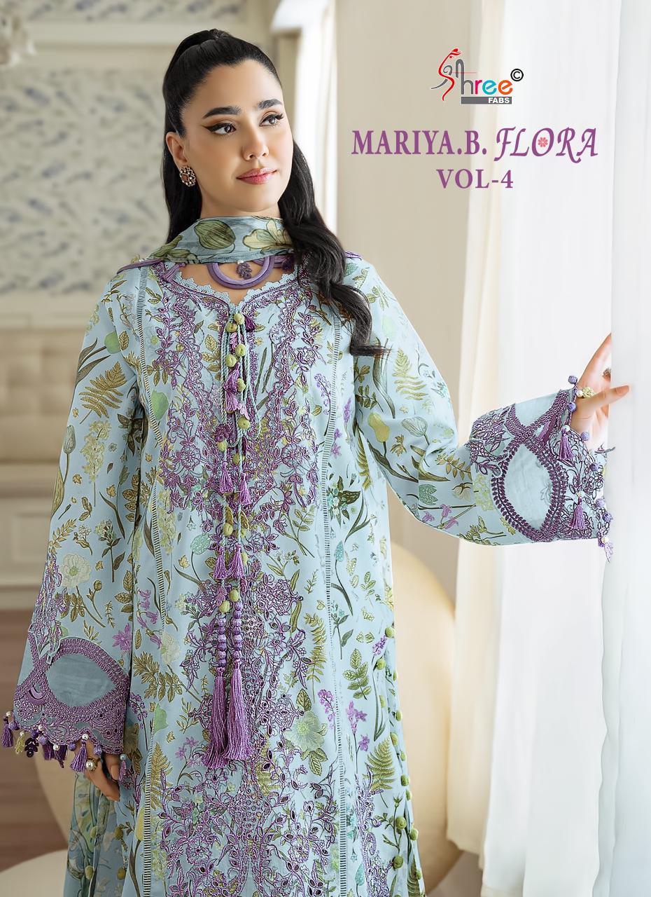 Shree Maria B Flora Vol 4 Designer Cotton Pakistani Salwar Suits