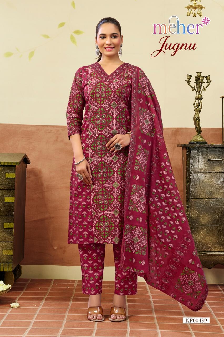 Meher Jugnu Pure Cotton Printed Kurti Pant With Dupatta