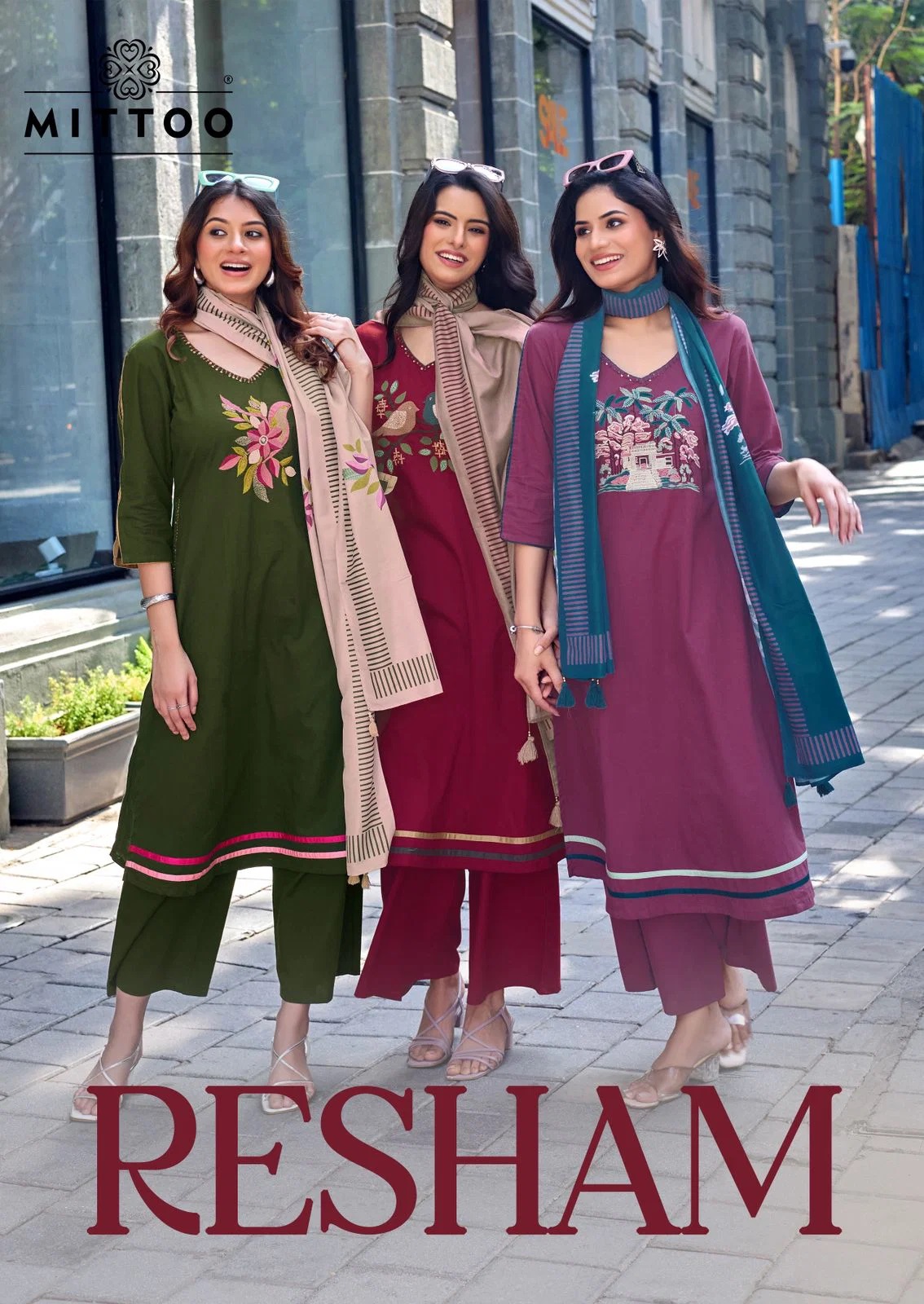 Mittoo Resham Cotton Thread Work Low Price Offer on Kurti Sets for Women