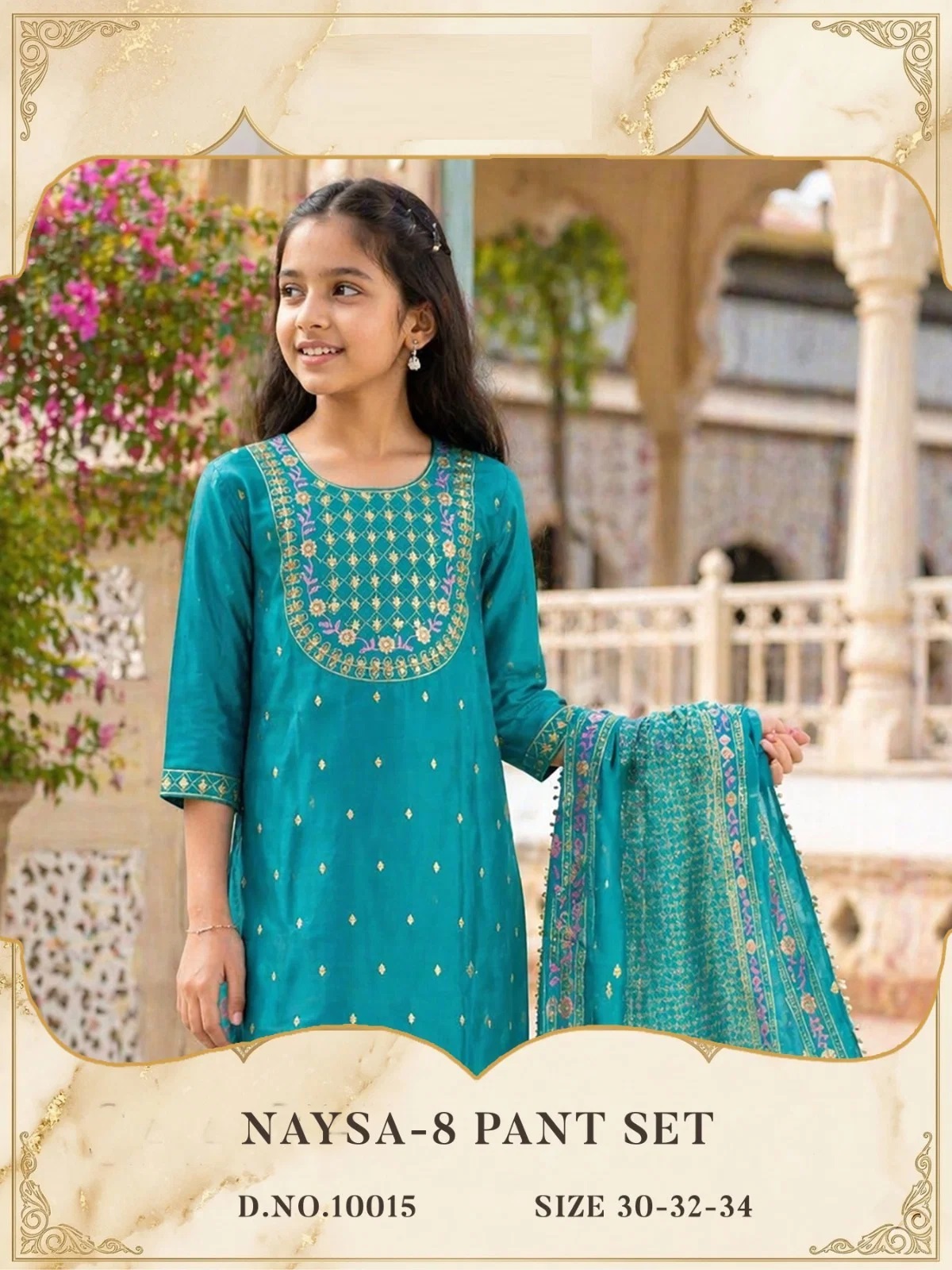 Naysa 10015 And 10016 Roman Silk Kids Girls Kurti Set With Dupatta