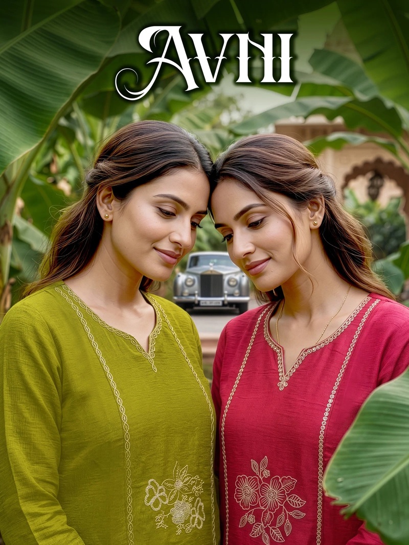 Avni 1001 To 08 Embroidery Kurti With Bottom Collection