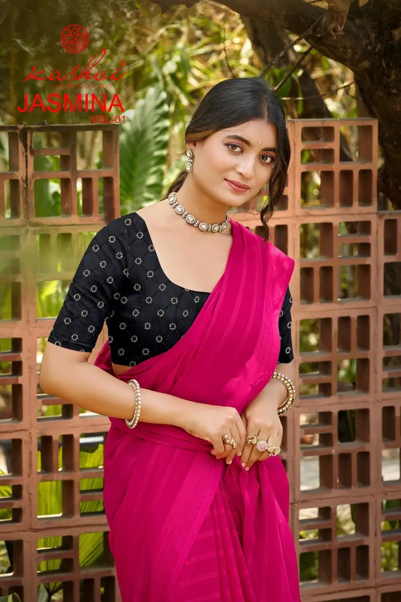 Kashvi Jasmine Vol 1 Soft Sparkle Plain Saree Collection