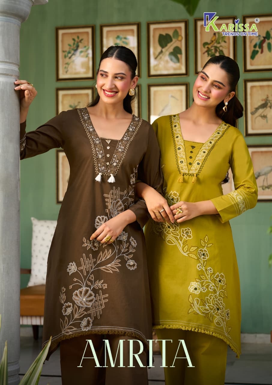Karissa Amrita Cotton Hand worked Kurti With Bottom