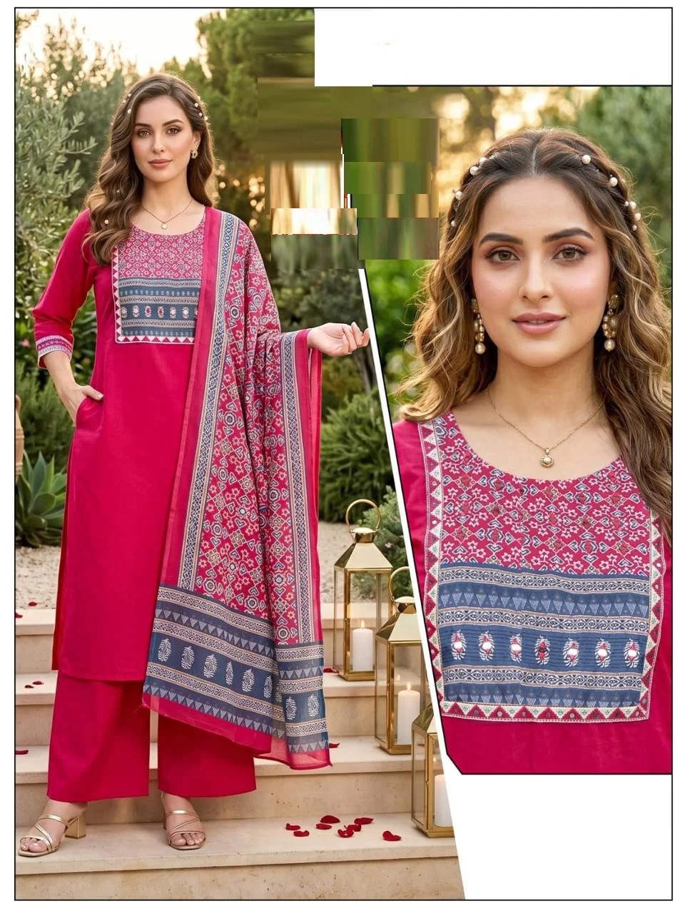 Lrc 13 Dhabu Cotton Daily Wear Kurti With Bottom Dupatta