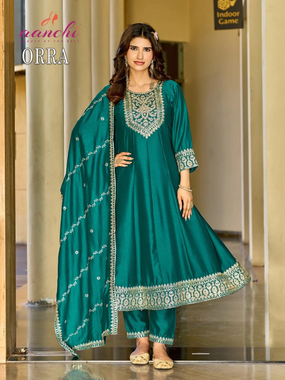 Aanchi Orra Vol 3 Vichitra Silk Anarkali Kurti With Bottom Dupatta