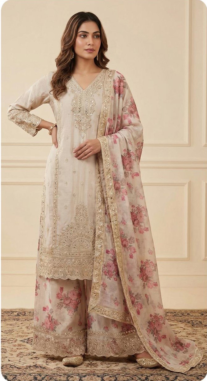 Zorista 10084 A Chinon Silk Embroidered Salwar Suits Collection