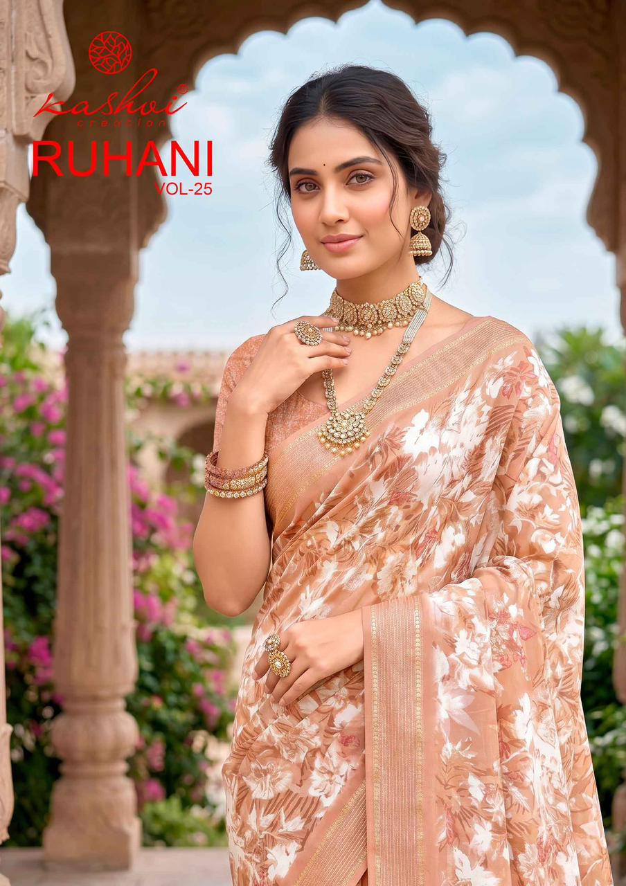 Kashvi Ruhani Vol 25 Dull Moss Printed Saree Collection