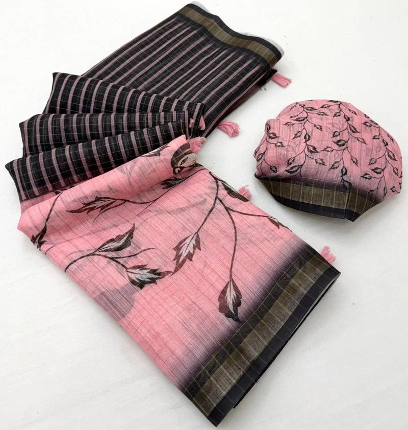 Rajyog Vriksha Chex Linen Saree Collection