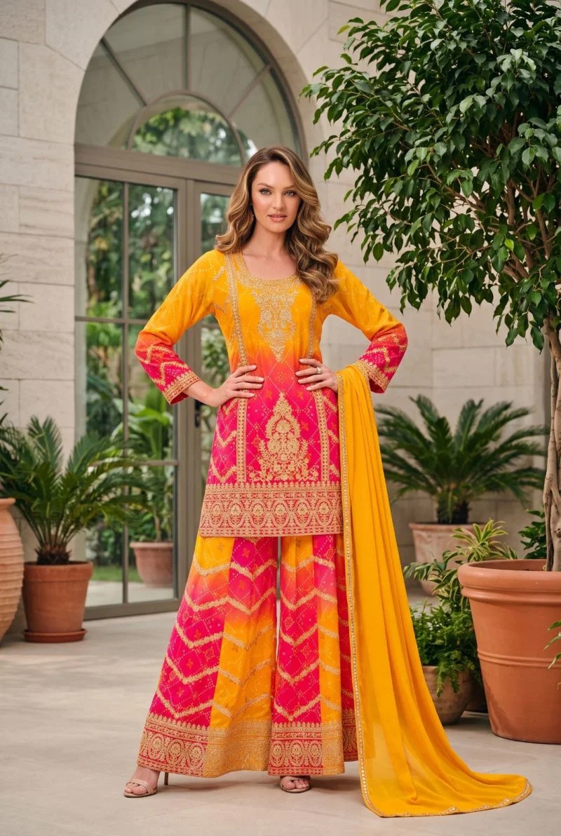 Sawariyaa Vol 1 Mirror Work Salwar Palazzo With Dupatta