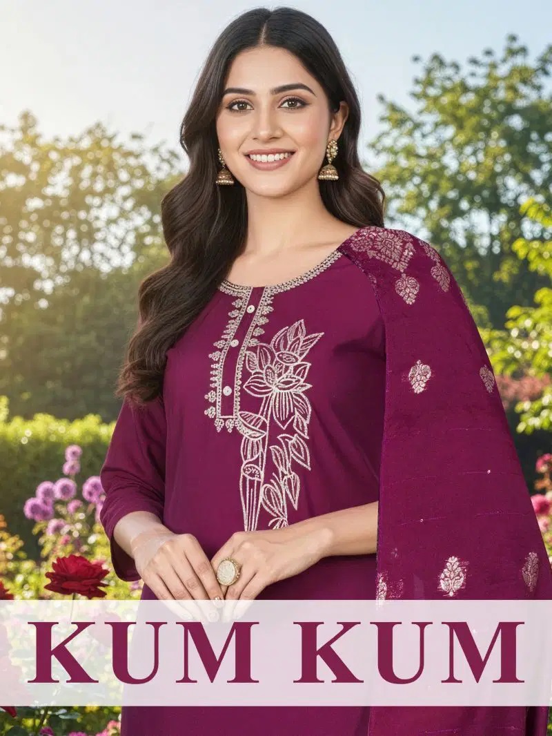 Kum Kum Vol 2 Roman Silk Embroidered Kurti Bottom With Dupatta
