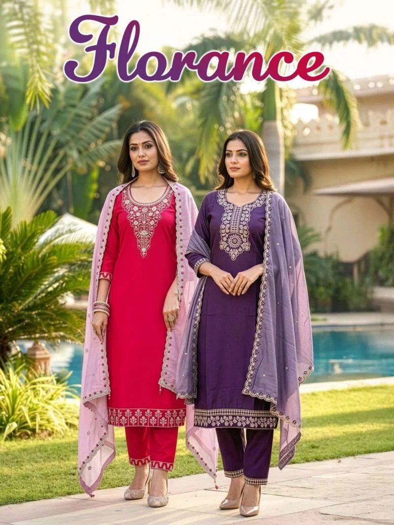 Florance D No 1001 To 06 Cotton Silk Embroidered Kurti Set