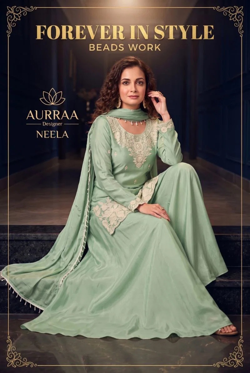 Aurraa Neela Chinon Beads Work Salwar Suits Collection