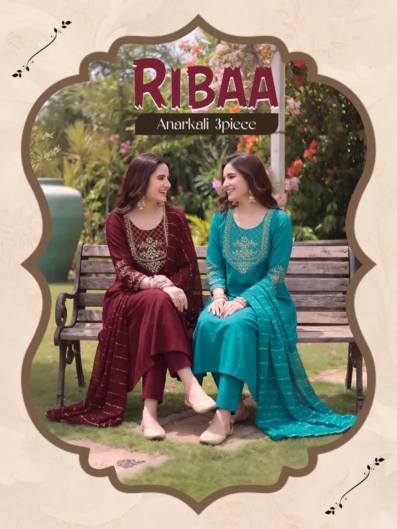 Ribba D No 1001 Roman Silk Anarkali Kurti Set With Dupatta